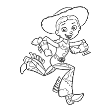 coloring page: Jesse's drawing from Toy Story running with a smile