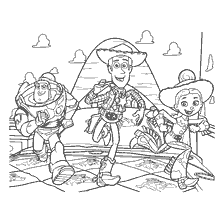 coloring page: Coloring Buzz Lighter, Woody and Jesse from Toy Story