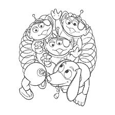 coloring page: Coloring Dog Spiral and Aliens from Toy Story