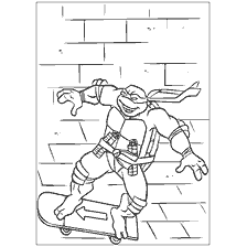 pagina da colorare: Colorazione di Rafael delle Tartarughe Ninja su uno skateboard