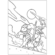 pagina da colorare: Tartarughe Ninja: Leonardo sul tetto.