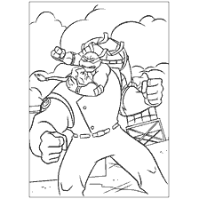 pagina da colorare: Tartaruga Ninja con Nemico in Coloring