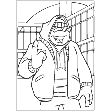 pagina da colorare: Una tartaruga ninja con cappuccio con un gesto romantico