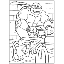 pagina da colorare: Tartaruga Ninja su una bicicletta