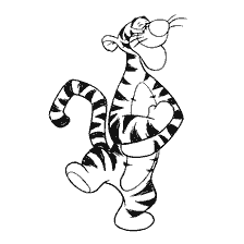 coloring page: Tigger from the cartoon Winnie Bear, smiling and joyful