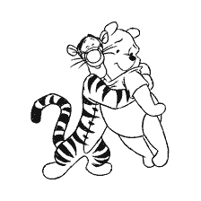 coloring page: Winnie Bear hugs Tigger
