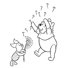 coloring page: Coloring of Winnie the Pooh and Pigs with Dandelions