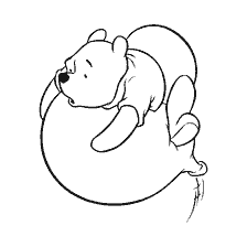 coloring page: Winnie the Bear Balancing on a Big Ball