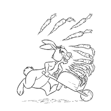 coloring page: Winnie the Pooh Rabbit with a Carrot Cart