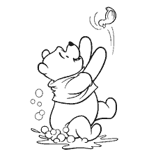 coloring page: Winnie Bear Plays Fun With Soap Bubbles