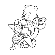 coloring page: Winnie Bear and Piglet with Soap