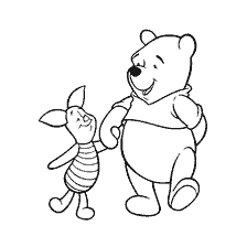 coloring page: Winnie Bear and his friend Piggy, a coloring book for kids.