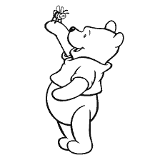 coloring page: Winnie Bear Raises His Hand with a Bee