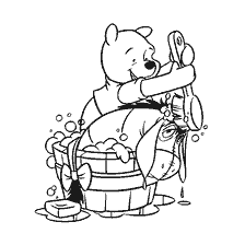 coloring page: Winnie the Bear and the Donkey at Night Swimming