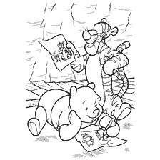 coloring page: Winnie Bear and Tiger Painting Pictures