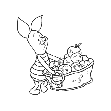 coloring page: Winnie Bear, Pig picks apples