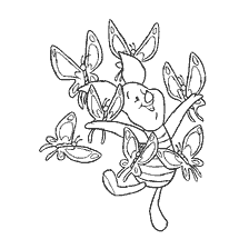 coloring page: Winnie Bear and Pig Among Butterflies