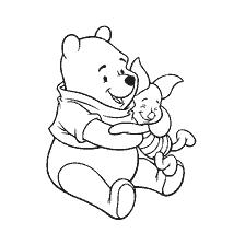 coloring page: Winnie Bear hugs Piglet