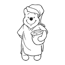 coloring page: Drawing of Winnie Bear in honey pajamas