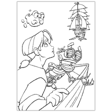 pagina da colorare: Treasure Planet Disegno di colorazione: Ragazzo e Robot Guarda la nave