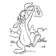 coloring page: Winnie the Pooh Rabbit with a drawing at the site