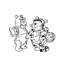 coloring page: Winnie and Tiger Bear in Masquerade Costumes