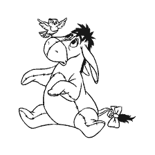 coloring page: Winnie Bear and His Friends - Ushastic with a Bird