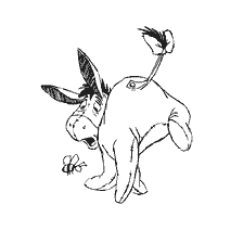 coloring page: Donkey and bee in the coloring of Winnie Bear