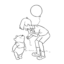coloring page: Christopher Robin with a Balloon and Winnie the Pooh