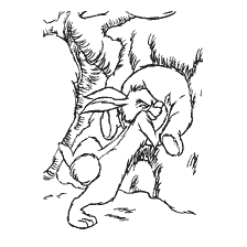 coloring page: Winnie the Pooh and the Rabbit where Vinnie got stuck in a tree