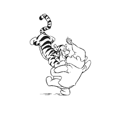 coloring page: Winnie and Tigerle bear smile and play together