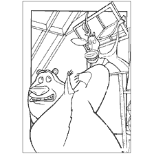 coloriage: Saison de chasse avec des personnages ours et cerfs