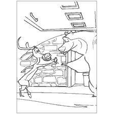 coloriage: Caract&egrave;res caricaturaux : un cerf et un ours dans une situation amusante