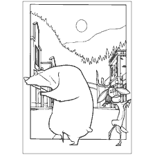 coloriage: Image de coloration avec des caract&egrave;res De la saison de chasse debout dehors