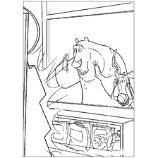 coloriage: Photo tir&eacute;e du livre de coloriage Chasse saison, qui repr&eacute;sente un ours et un li&egrave;vre.