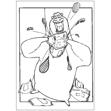 coloriage: L'ours et ses amis se r&eacute;jouissent autour des jetons.