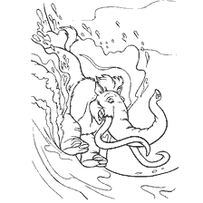 pagina da colorare: Ice Age Manny nuota nell'acqua