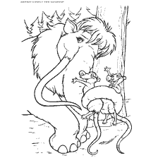 pagina da colorare: Età del ghiaccio con mammoti e piccoli personaggi