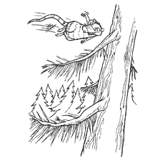 pagina da colorare: Opossum vola da un albero nell'era del ghiaccio