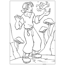 pagina da colorare: Ragazzo con Morph in mezzo a strane piante