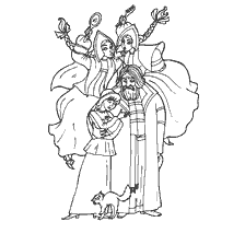 pagina da colorare: Personaggi di colorazione della fiaba di S.T. Aksakov &ldquo;Fiore di carta&rdquo;