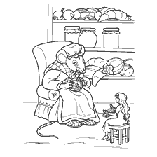 coloring page: Illustration from the fairy tale by Hans Christian Andersen Thumbelian at the field mouse