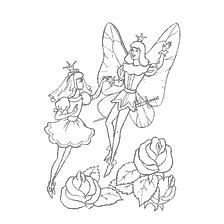 coloring page: Thumbelina and the King of the Elves