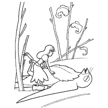 coloring page: The Girl and the Swallow from Hans Christian Andersen's Tale