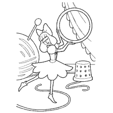 coloring page: Thumbelina dances with a dance and ring