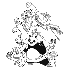coloring page: Coloring of Kung Fu Panda with Five and Po