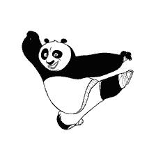 coloring page: Coloring Panda Kung Fu, depicting Poe in a dynamic pose