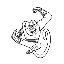 coloring page: Drawing of Master Monkey in the style of Kung Fu Panda for coloring