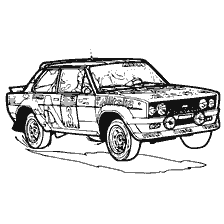 раскраска: Рисунок раллийной машины из 1980-х годов для раскраски