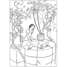 pagina da colorare: Biancaneve e i sette nani: Biancaneve al pozzo